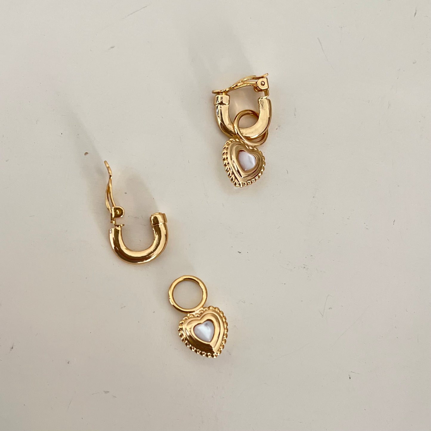 18KT Gold Plated Vintage Heart Clip On Earrings