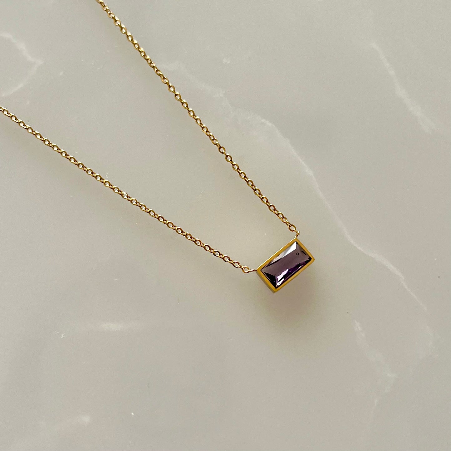 18KT Gold Plated Purple Power Gemstone Necklace