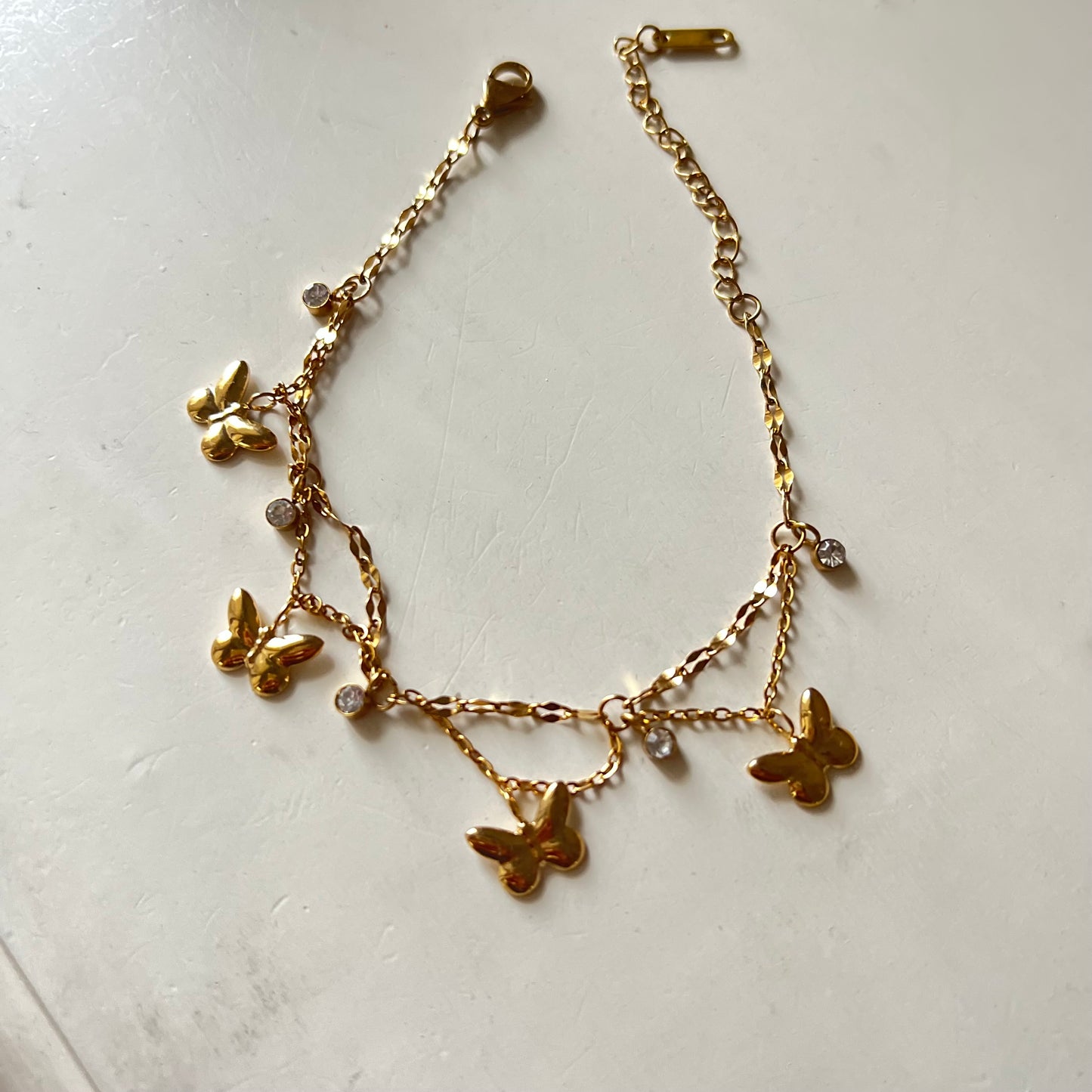 18KT Gold Plated Butterfly Charm Bracelet