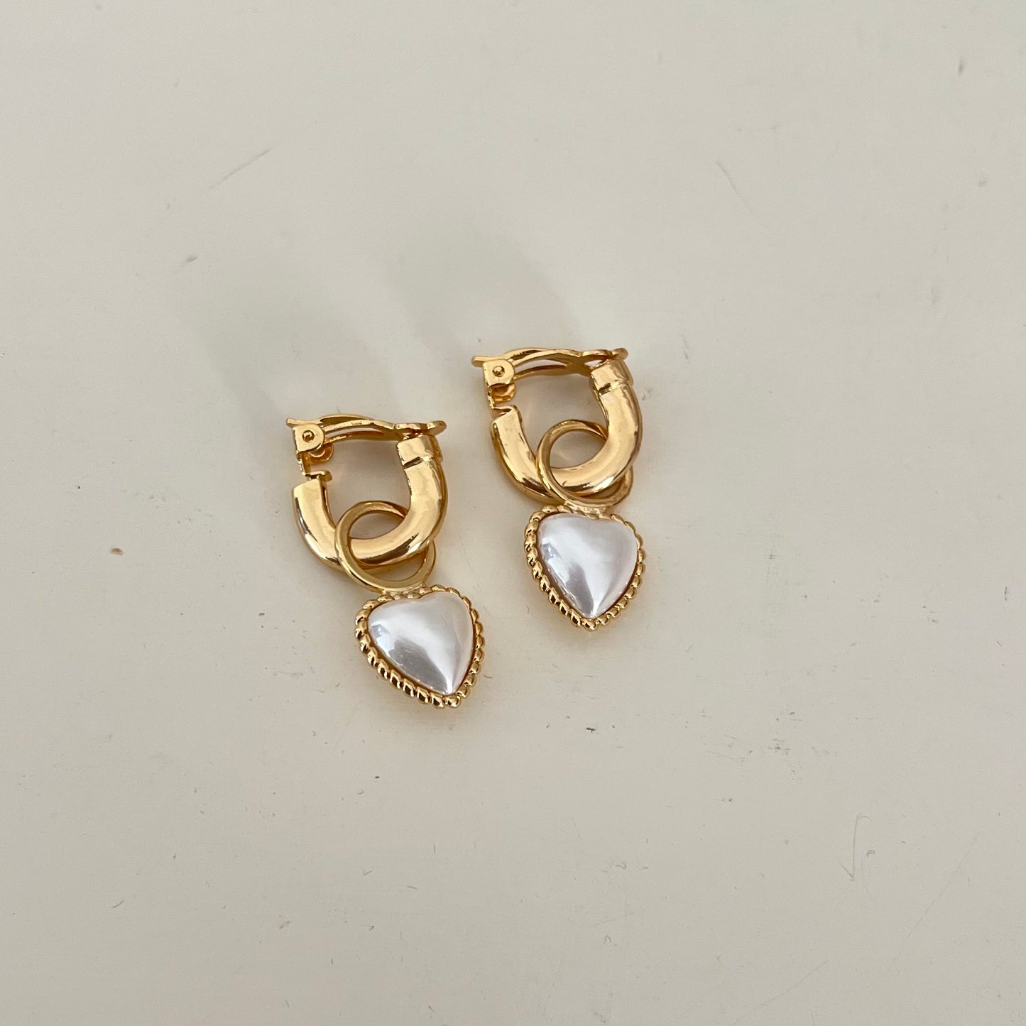 18KT Gold Plated Vintage Heart Clip On Earrings