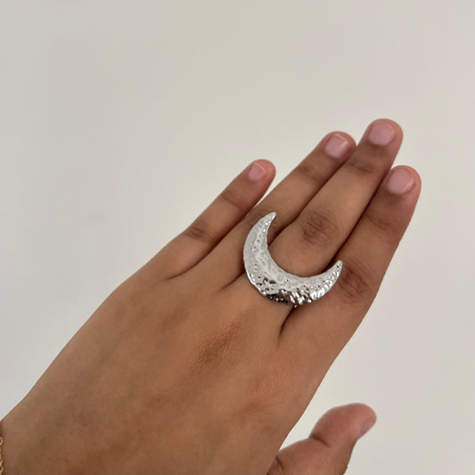 Silver Chandini Crescent Moon Ring