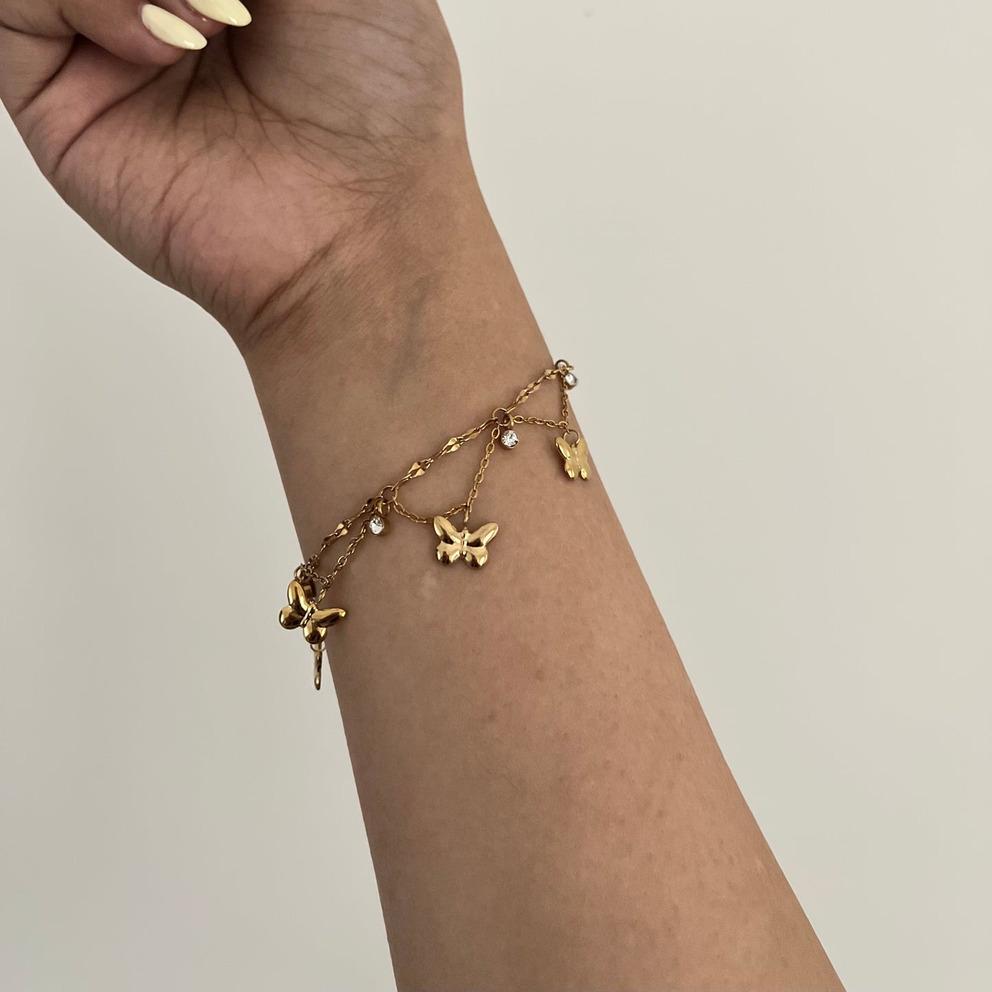 18KT Gold Plated Butterfly Charm Bracelet