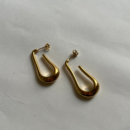 18KT Gold Plated Drop Hoop Earrings