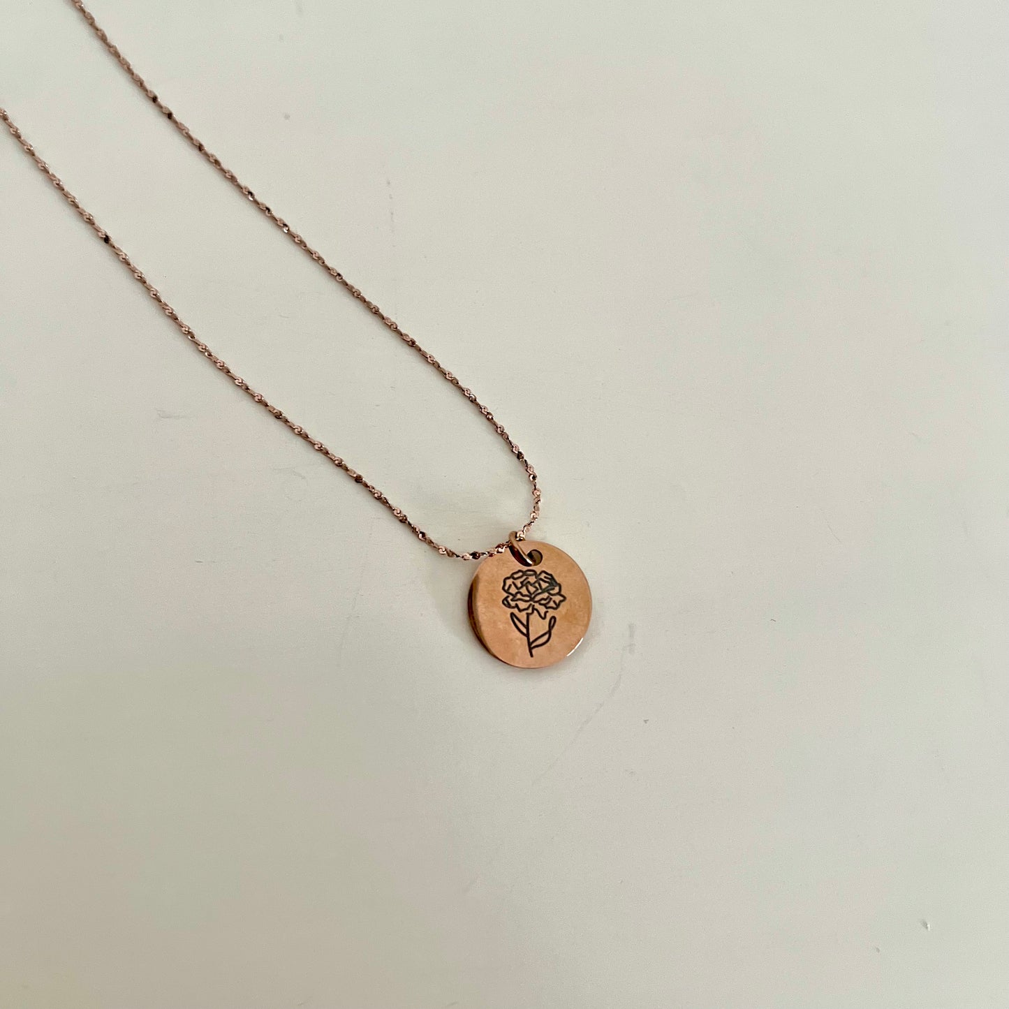 Birth flower necklace - Rose Gold