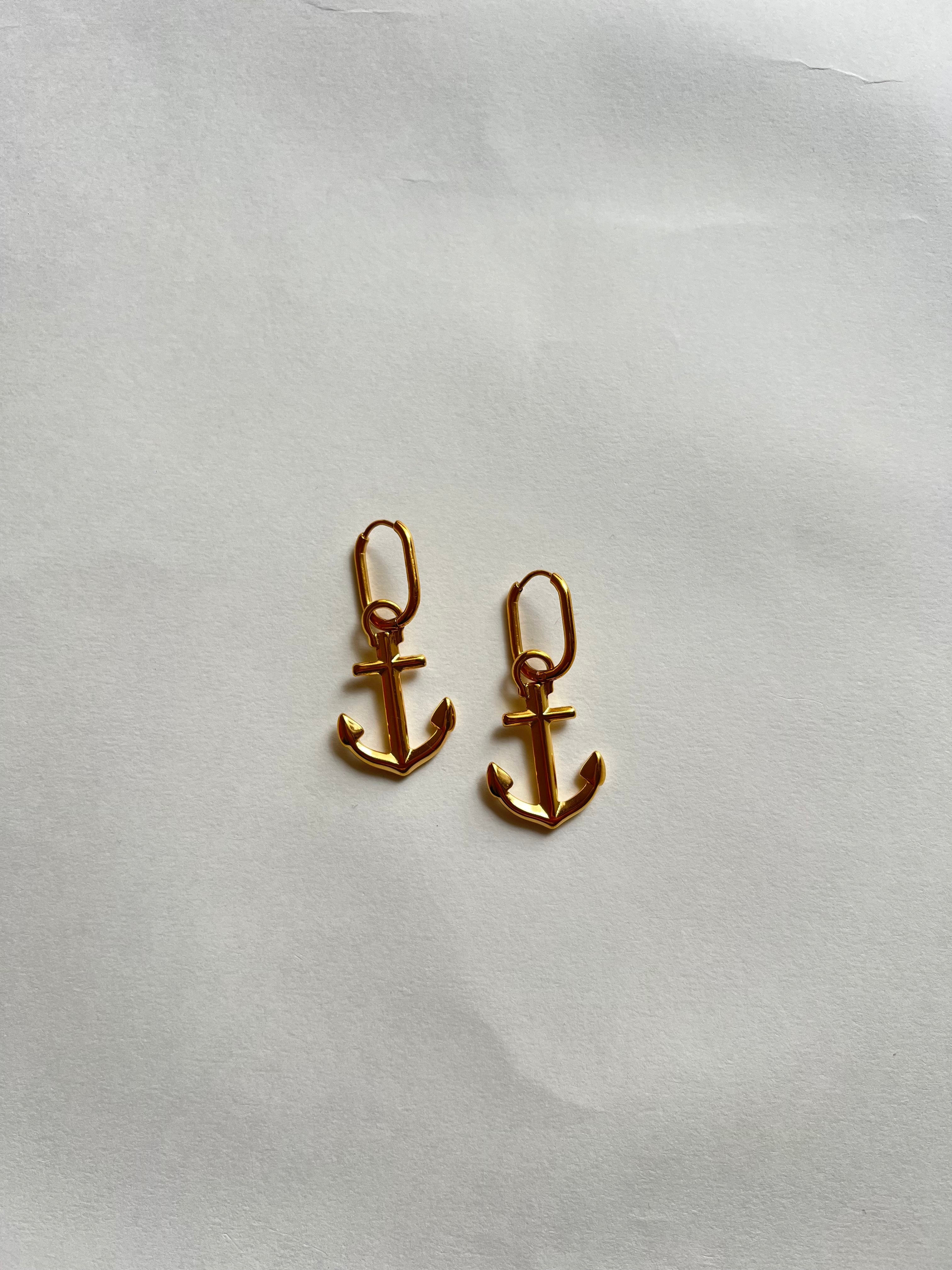 Anchor on sale earrings gold