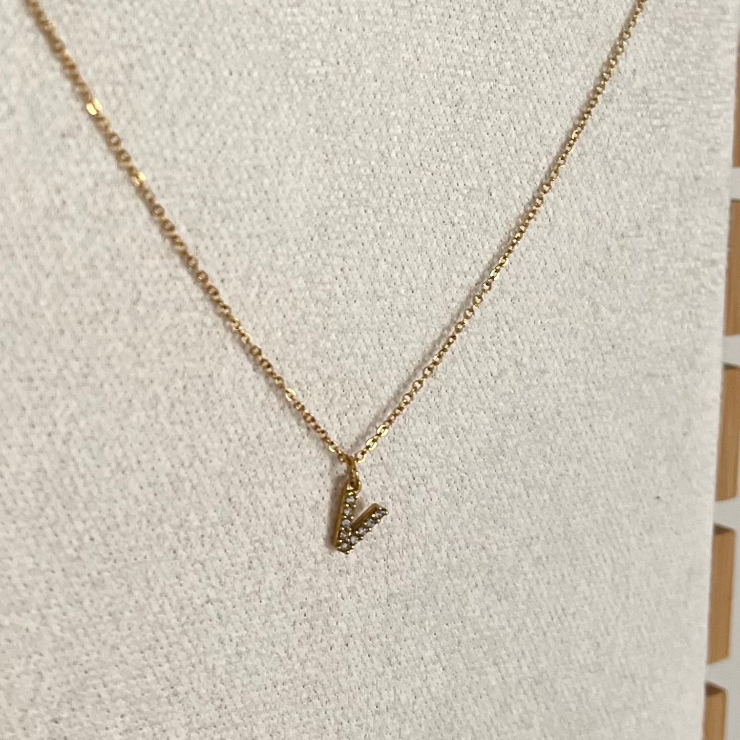 18KT Gold Plated Sparkly Initial Necklace