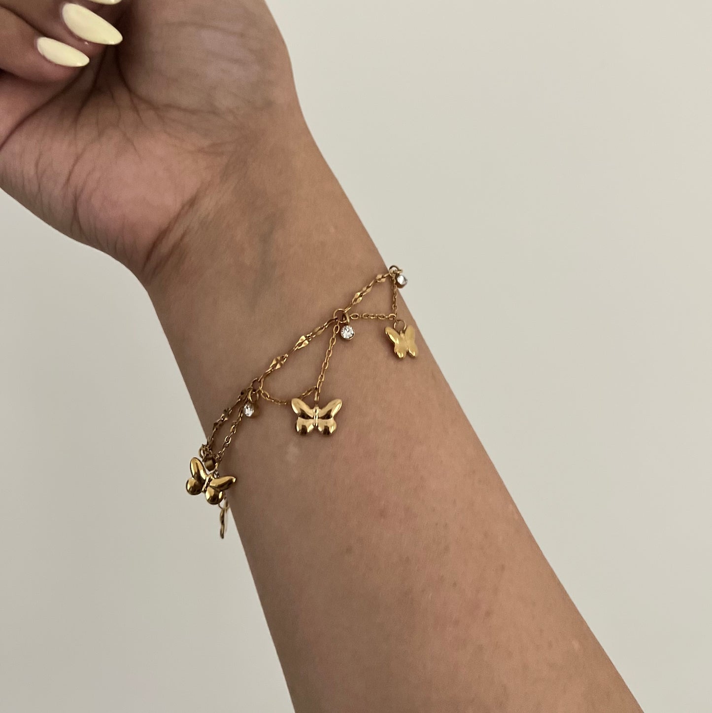 18KT Gold Plated Butterfly Charm Bracelet