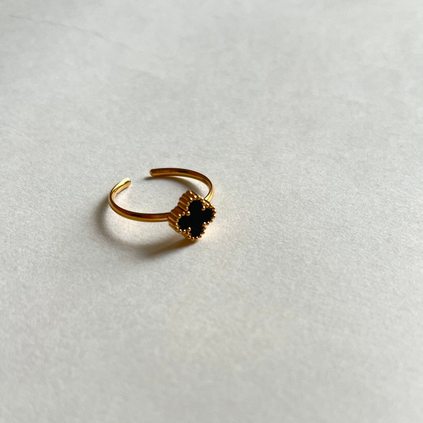 18KT Gold Plated Black Clover Ring