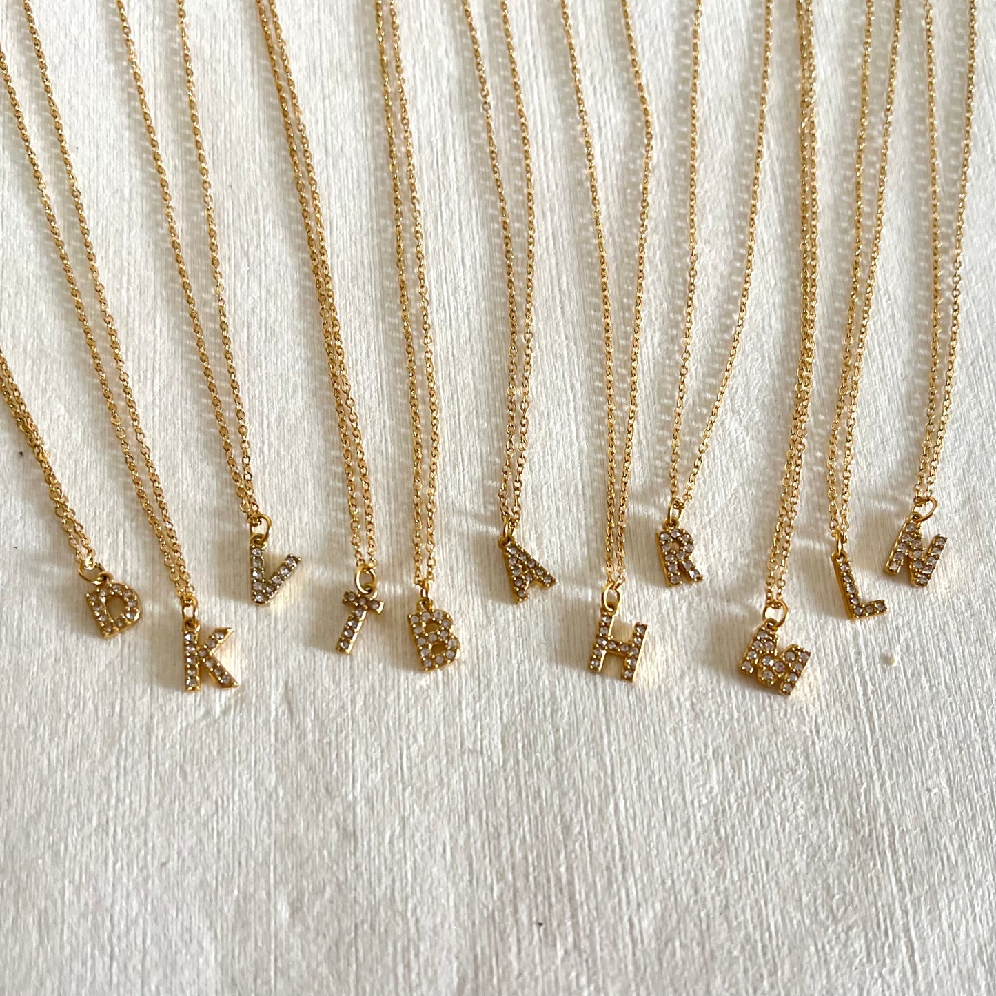 18KT Gold Plated Sparkly Initial Necklace