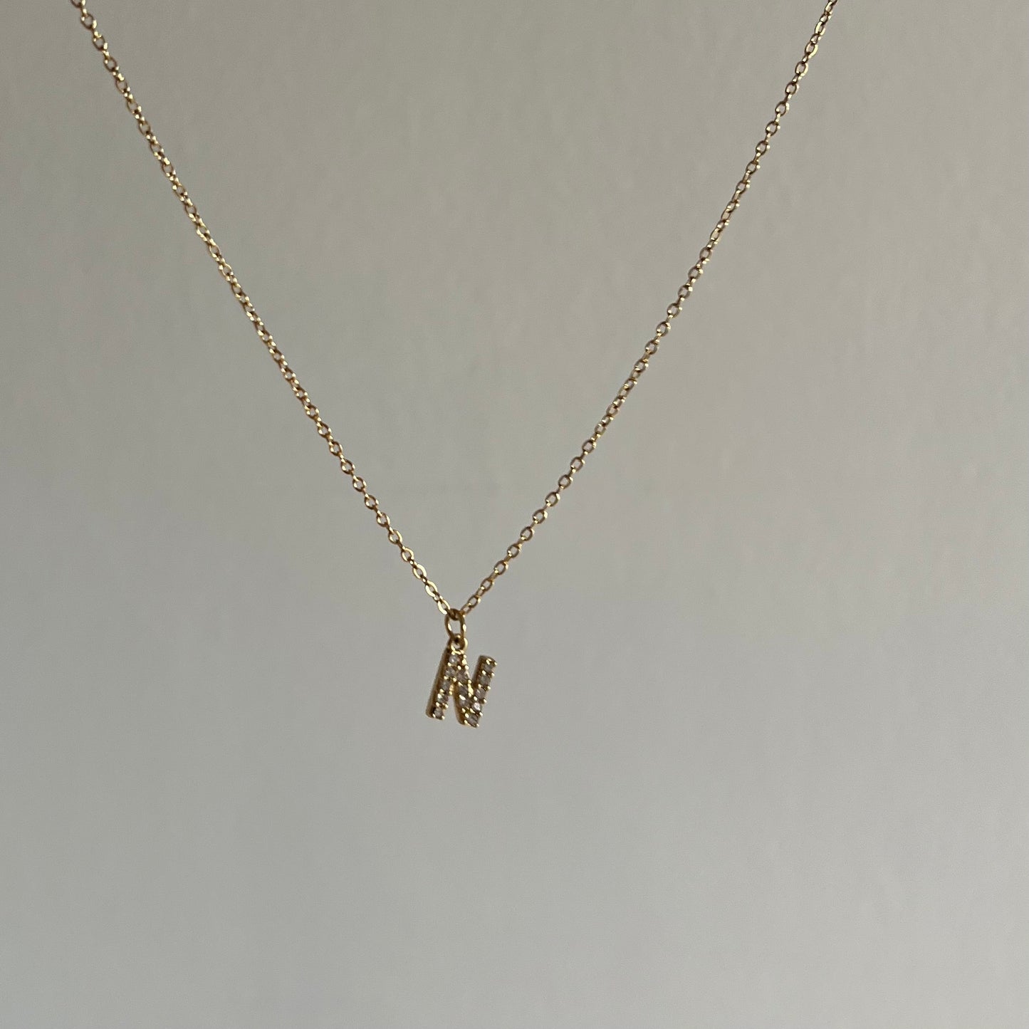 18KT Gold Plated Sparkly Initial Necklace