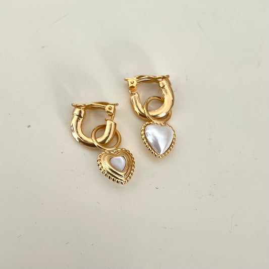 18KT Gold Plated Vintage Heart Clip On Earrings