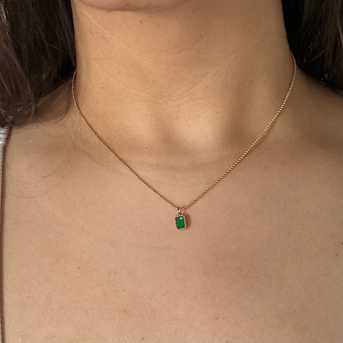 18KT Gold Plated Green Gemstone Necklace