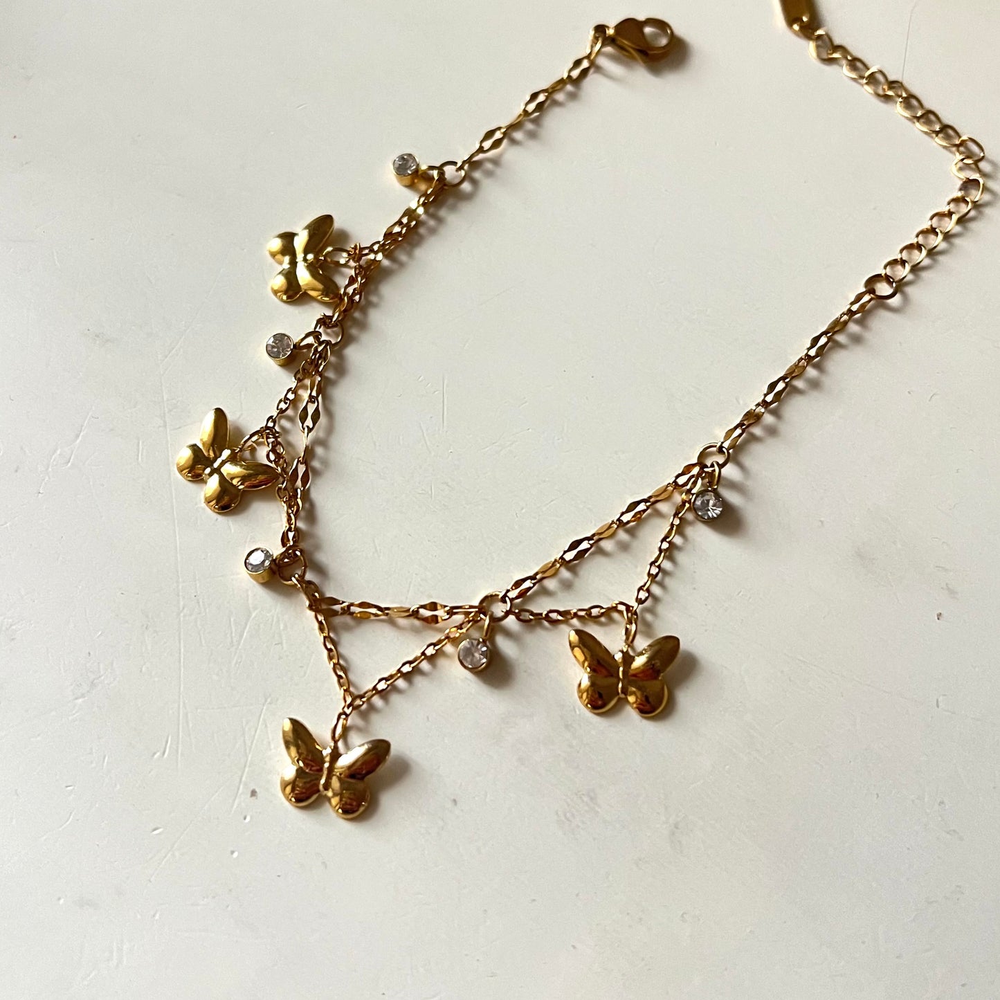 18KT Gold Plated Butterfly Charm Bracelet
