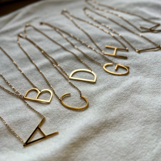 18KT Gold Plated Alexis Tilted Alphabet Necklace