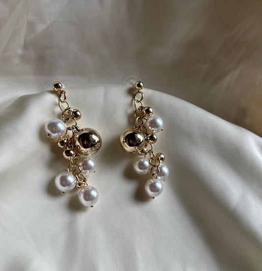 18KT Gold Plated Freshwater Pearls Long Drop Sheetu Earrings