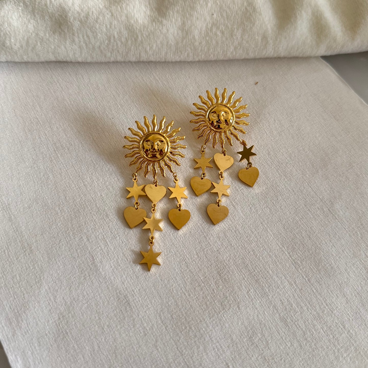 18KT Gold Plated Sun dangling earrings