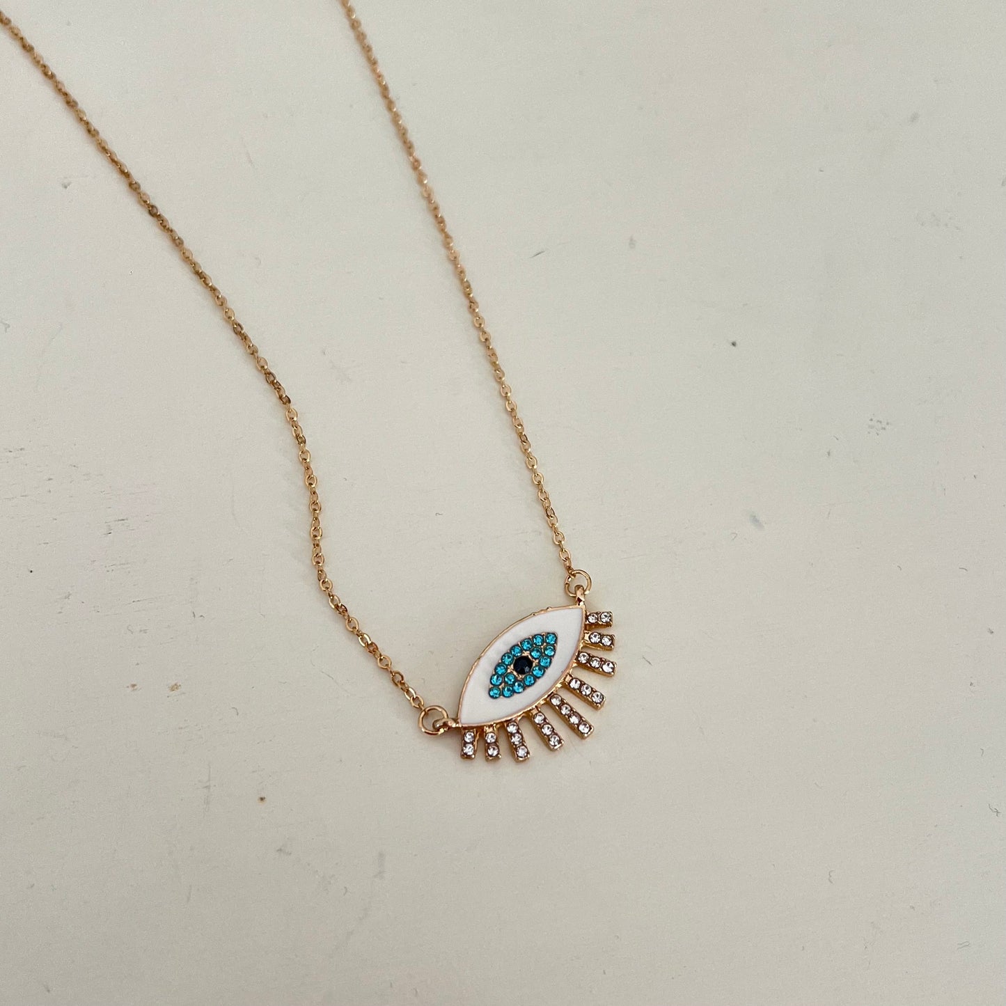 18KT Gold Plated Bejewelled Evil Eye Necklace