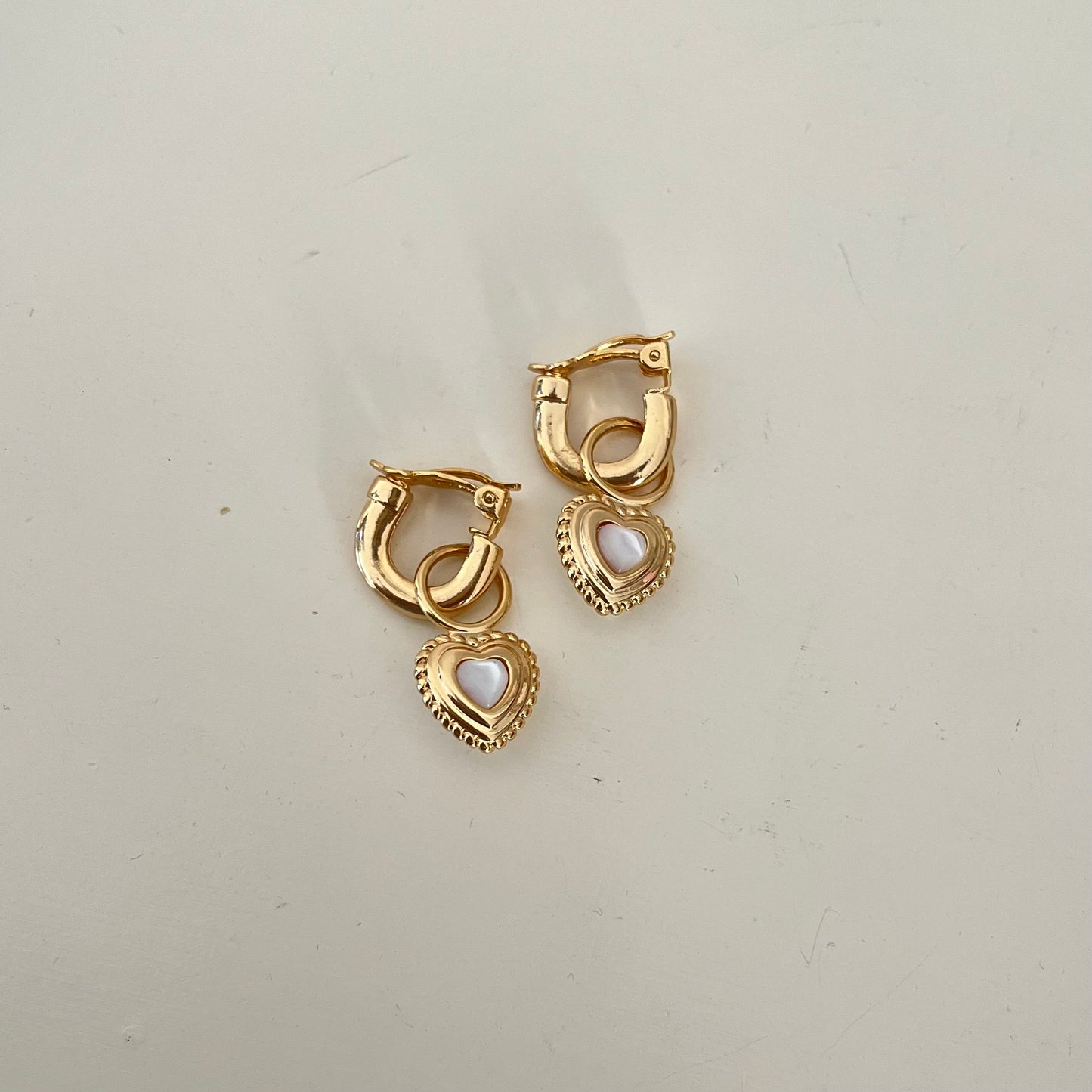 18KT Gold Plated Vintage Heart Clip On Earrings