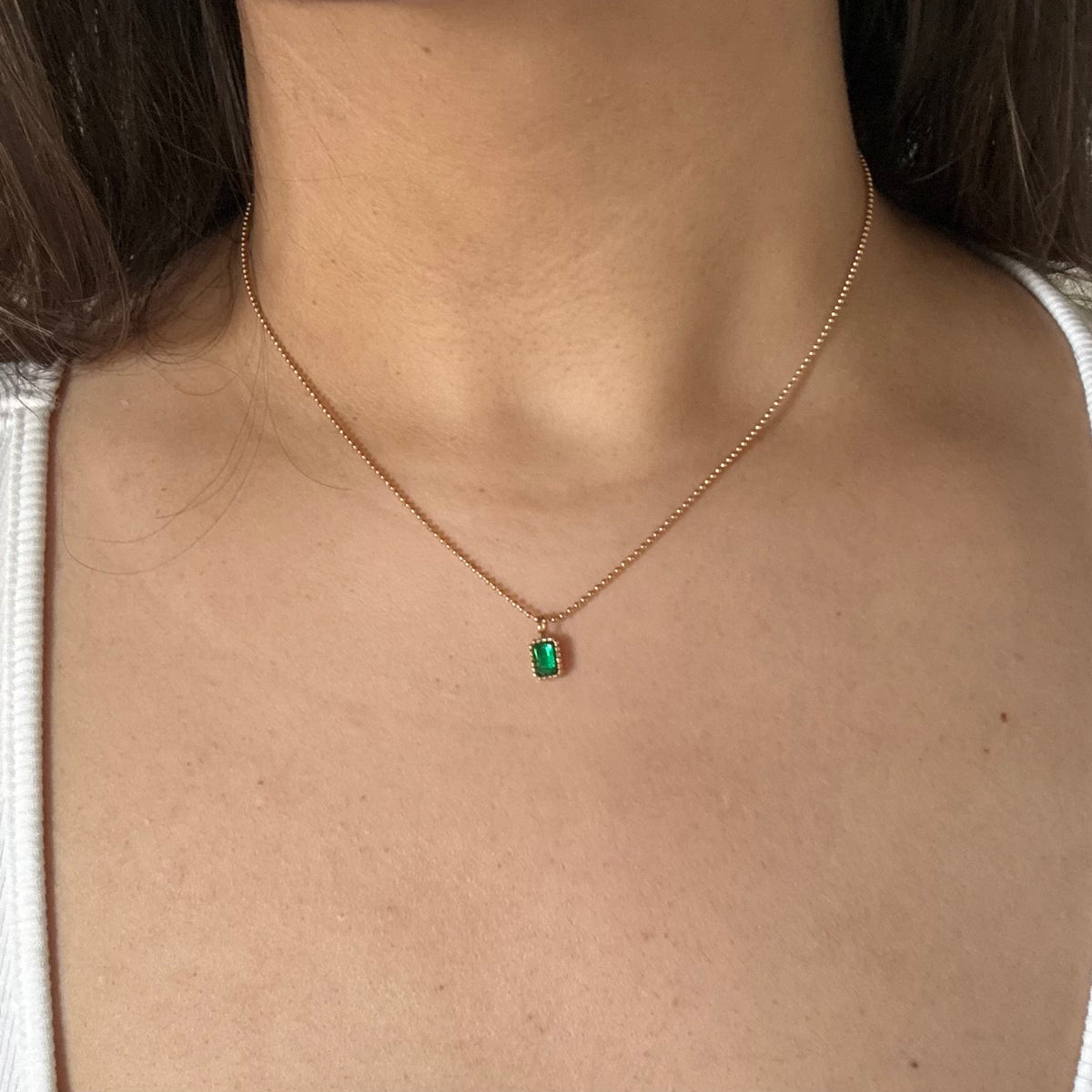18KT Gold Plated Green Gemstone Necklace