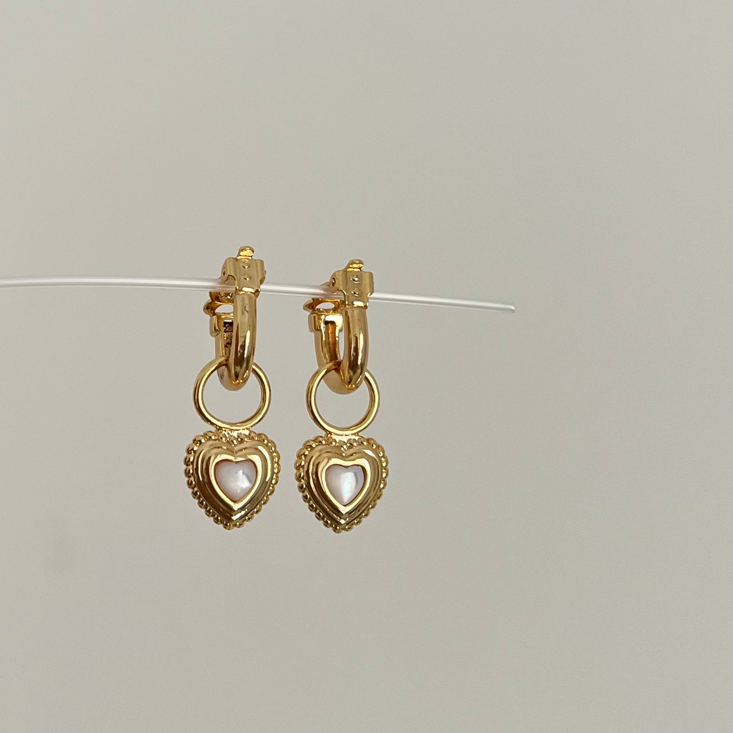 18KT Gold Plated Vintage Heart Clip On Earrings