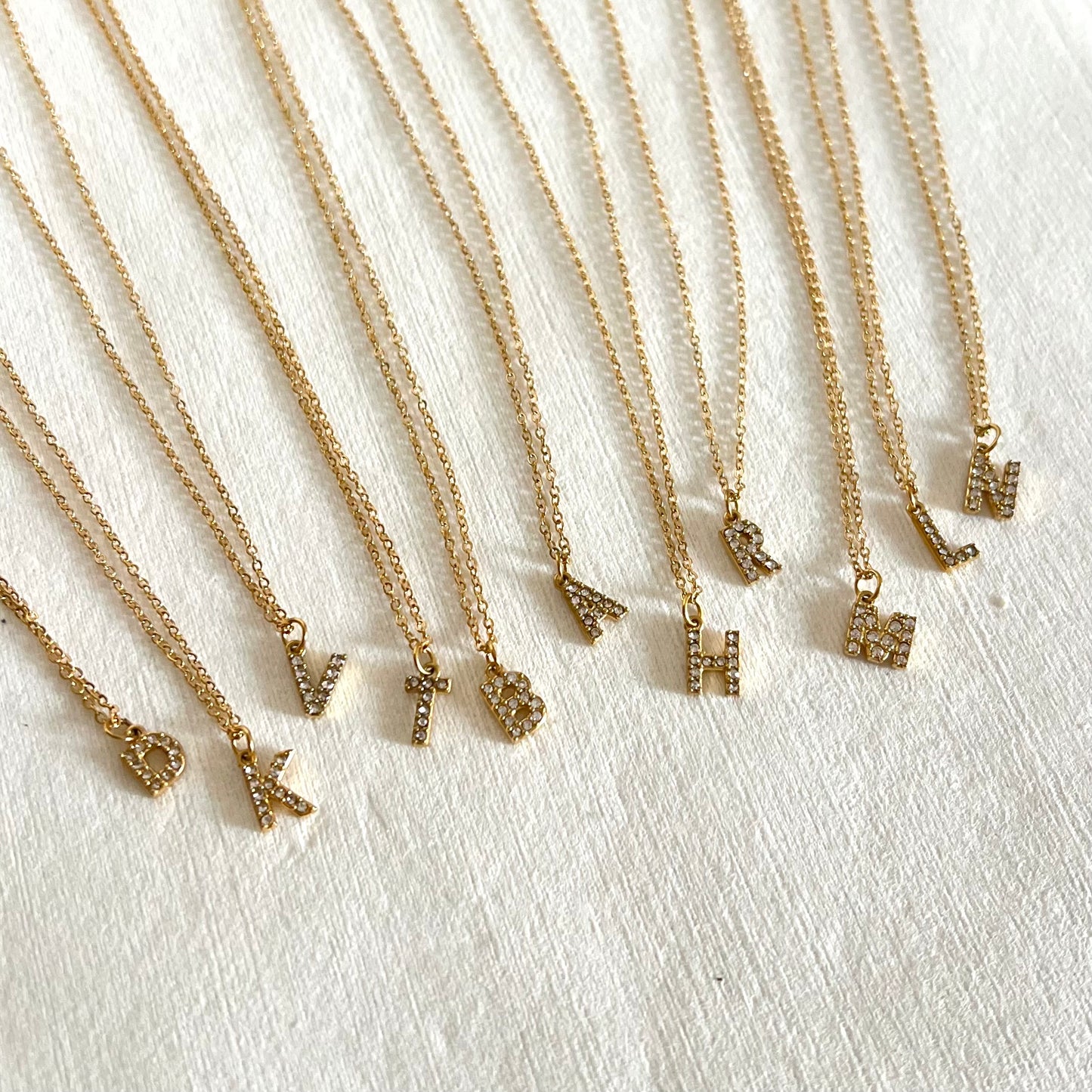 18KT Gold Plated Sparkly Initial Necklace