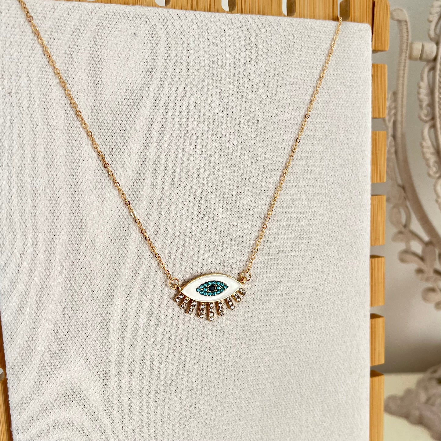 18KT Gold Plated Bejewelled Evil Eye Necklace