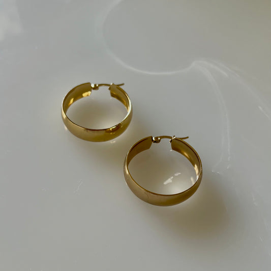 18KT Gold Plated Flat Hoop Earrings