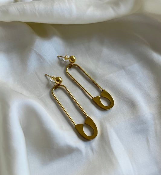 18KT Gold Plated Zainy Safety Pin Earrings
