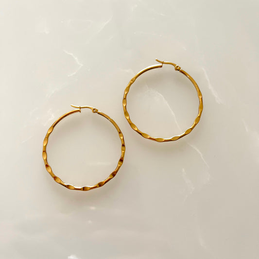 18KT Gold Plated Patterned Classic Hoop Earrings
