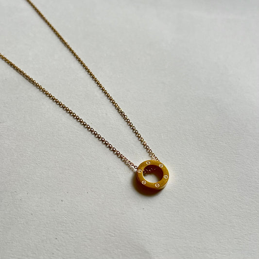 18KT Gold Plated Circle Reversible Pendant Necklace