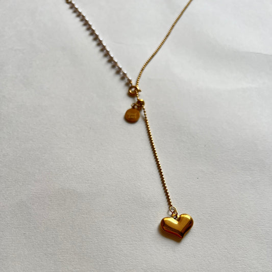 18KT Gold Plated Good Luck Heart Necklace with Freshwater Pearls
