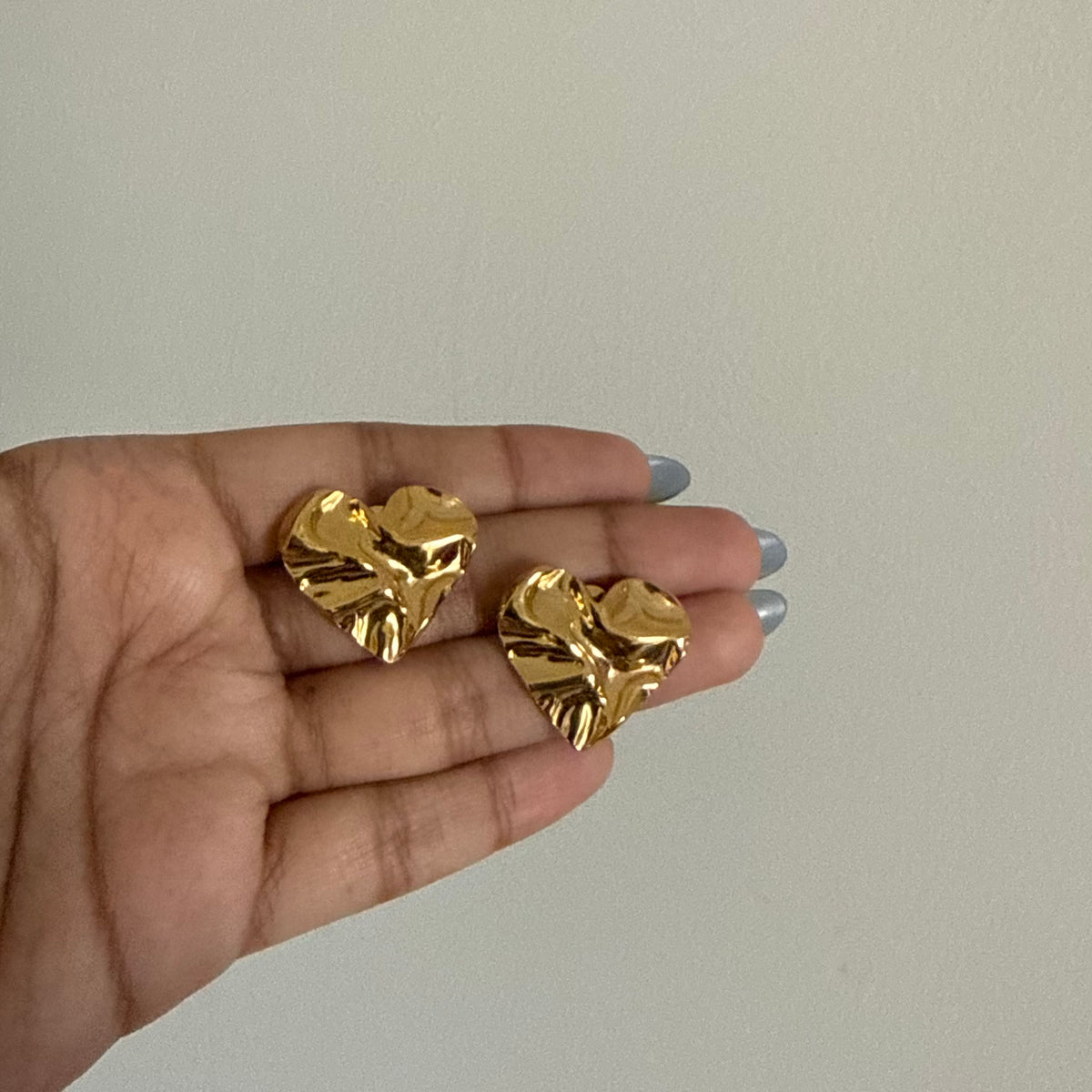 18KT Gold Plated crushed heart earrings