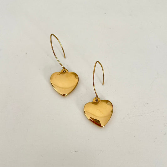 18KT Gold Plated Heart Drop Earrings